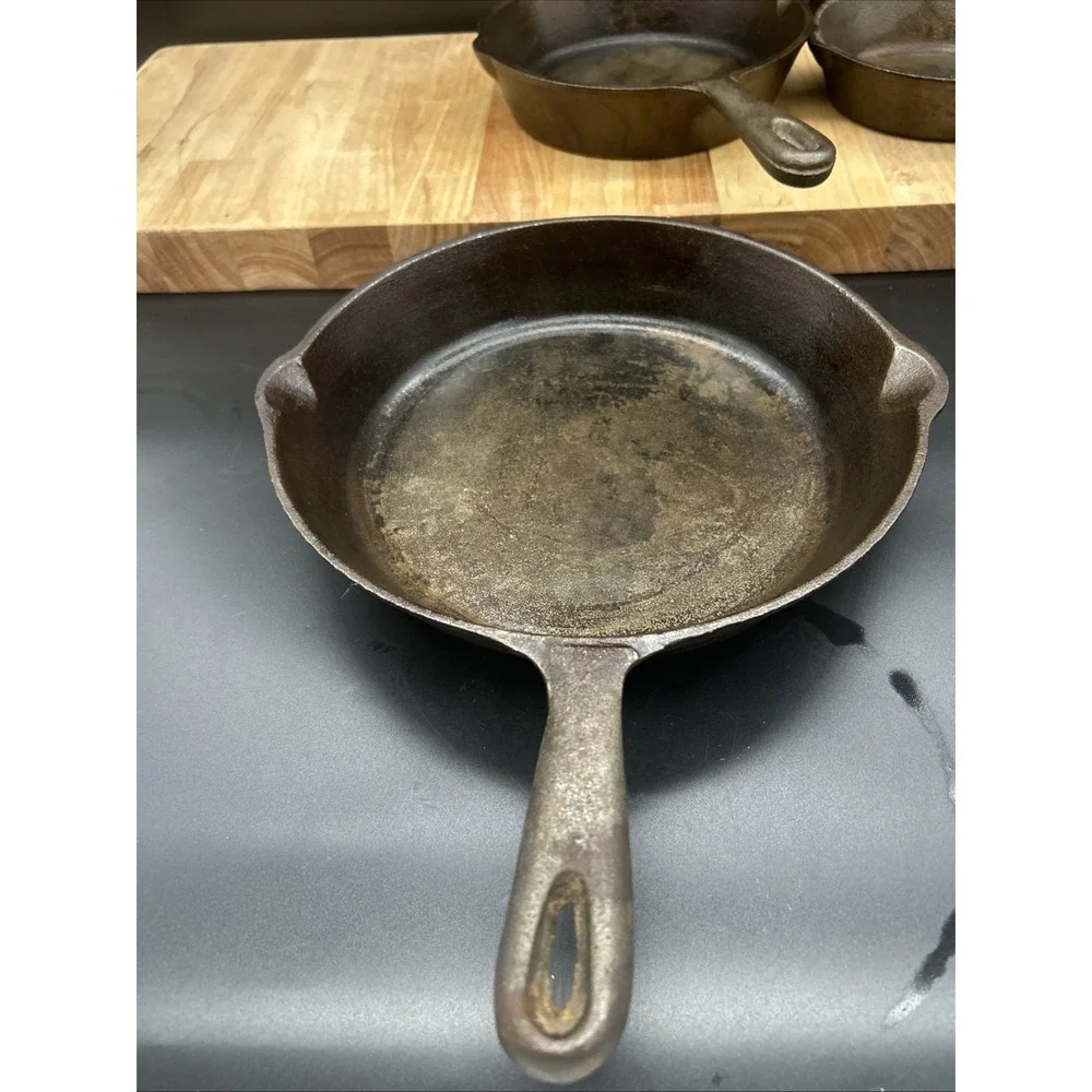 3-pc American Camper Cast Iron Skillet Nesting Frying Pans Camping Cookware